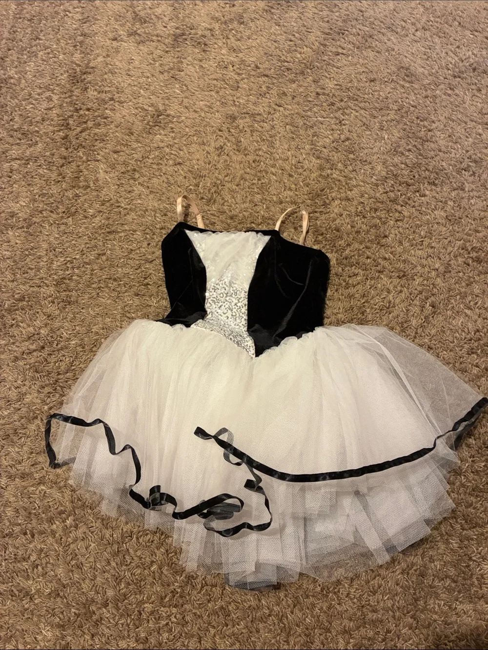 Kids black and white ballet dance costume